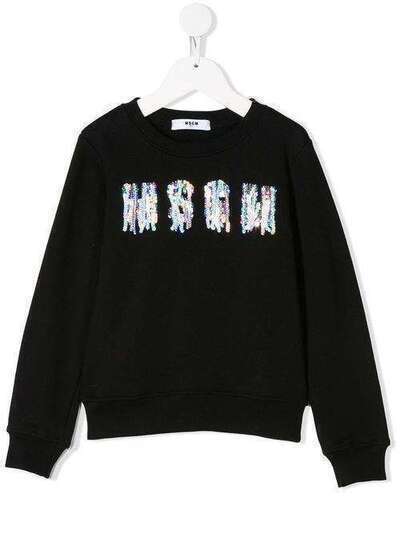 Msgm Kids футболка с круглым вырезом и логотипом из пайеток 2473