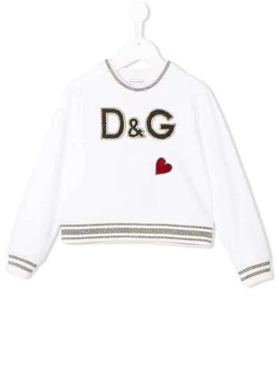 Dolce & Gabbana Kids толстовка с логотипом и сердцем с пайетками L5JWP9G7MQN