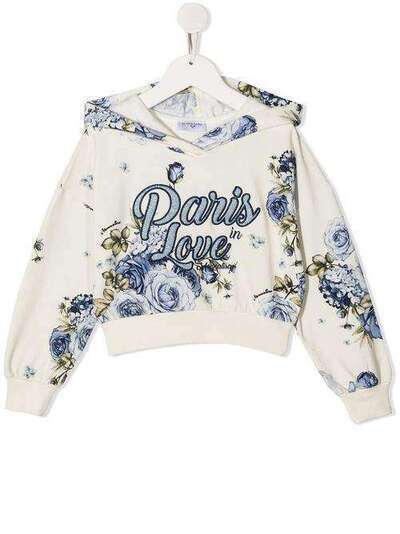 Monnalisa Paris Love floral-print hoodie 196602R36003