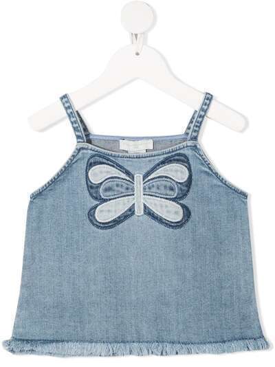 Stella McCartney Kids джинсовый топ с вышивкой