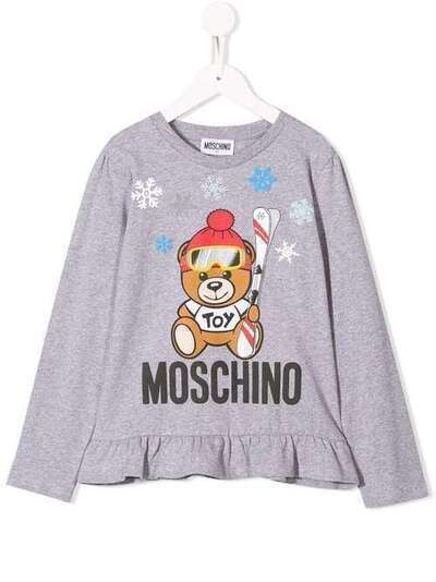 Moschino Kids топ Winter Bear с оборками HAM02NLBA11