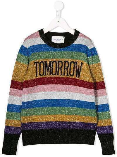 Alberta Ferretti Kids полосатый свитер с надписью 20730