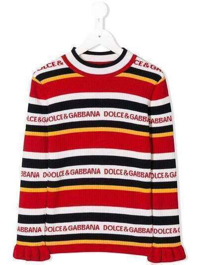 Dolce & Gabbana Kids свитер в полоску с логотипом L5KW56JAMC6