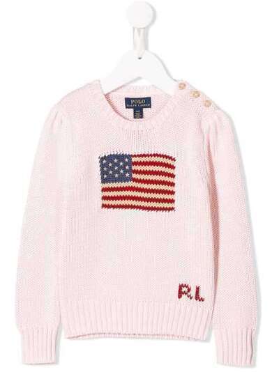 Ralph Lauren Kids трикотажный свитер с узором флага 311668609
