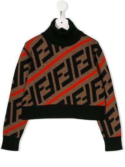 Fendi Kids свитер в полоску с логотипом FF JFG051A8L7