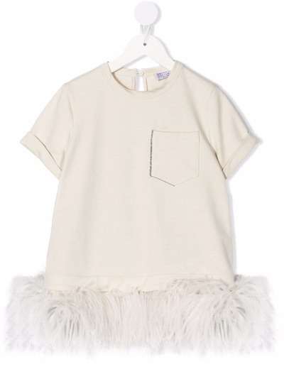 Brunello Cucinelli Kids футболка с перьями