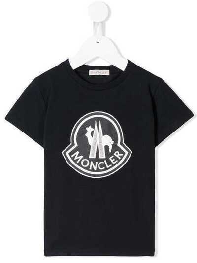 Moncler Kids футболка с нашивкой-логотипом 95480695058790A778
