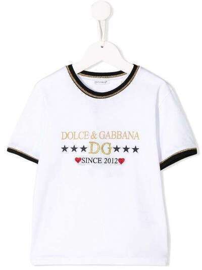 Dolce & Gabbana Kids футболка с вышитым логотипом L5JTBEG7TCC