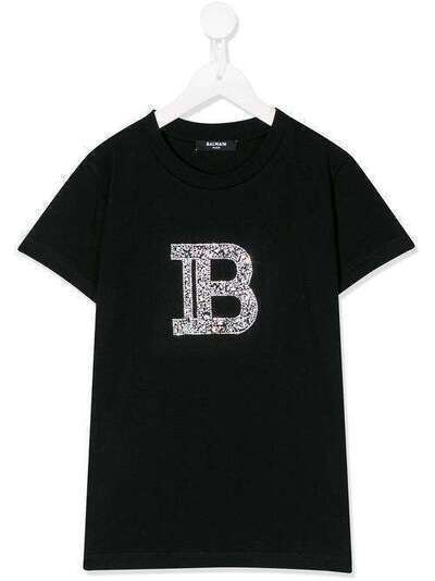 Balmain Kids футболка с кристаллами 6M8031MX030