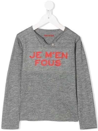 Zadig & Voltaire Kids футболка хенли с принтом Je M'en Fous X15218A81