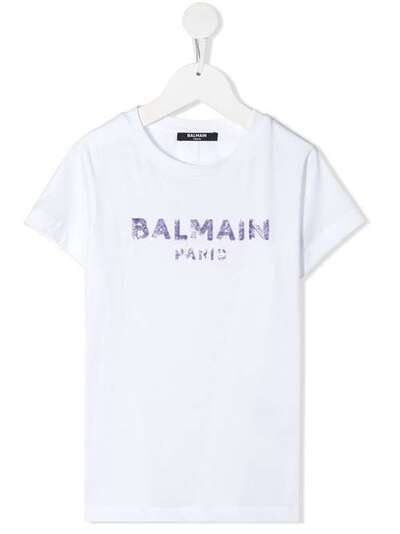 Balmain Kids футболка с логотипом из пайеток 6N8041NC610
