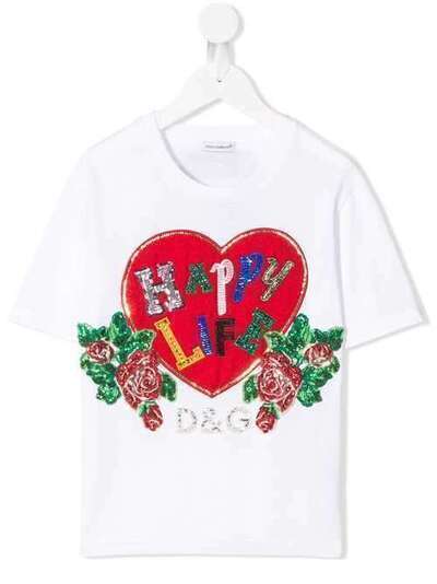Dolce & Gabbana Kids футболка с пайетками L5JTAZG7RLR