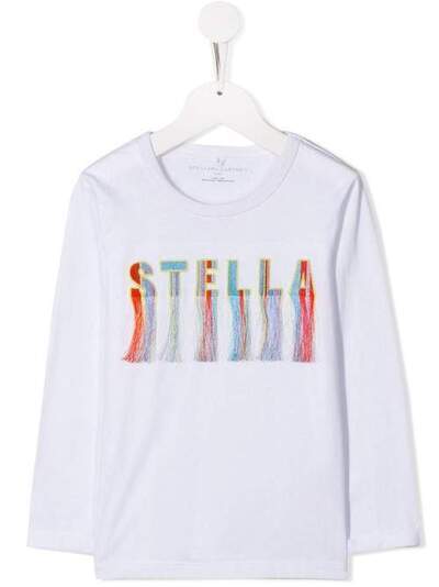 Stella McCartney Kids топ с логотипом и бахромой 566297SNJE5