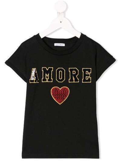 Dolce & Gabbana Kids футболка с вышивкой пайетками 'Amore' L5JTCVG7RXI