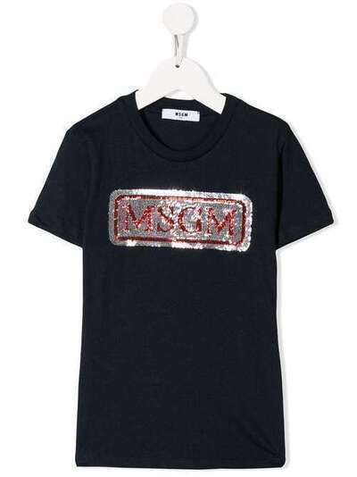 Msgm Kids футболка с логотипом и пайетками 20783