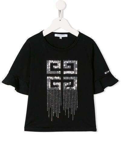 Givenchy Kids футболка с декорированным логотипом H1515409B