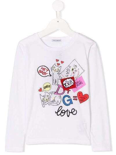 Dolce & Gabbana Kids cat print T-shirt L5JTAYG7OKN