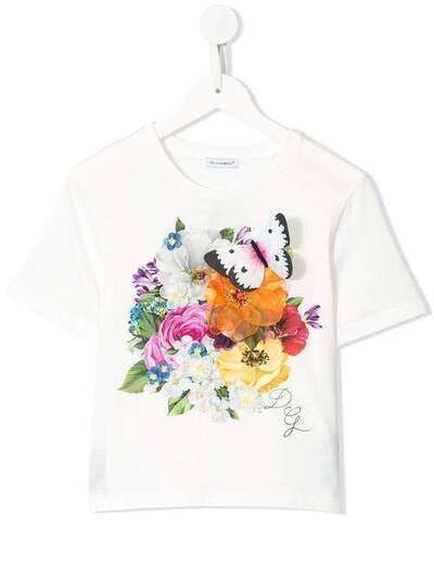 Dolce & Gabbana Kids футболка с цветочной вышивкой L5JTAZG7VVY