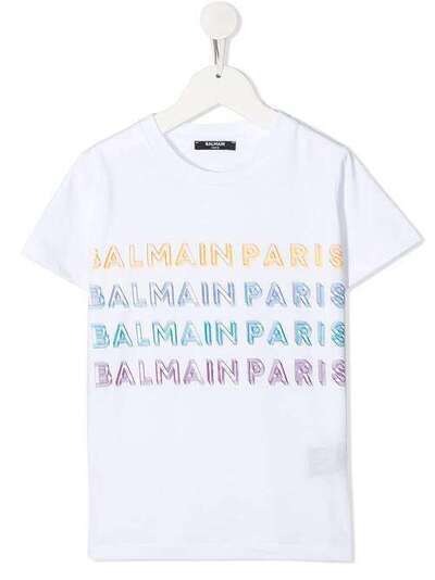 Balmain Kids футболка с рукавами кап и логотипом 6N8501NX290