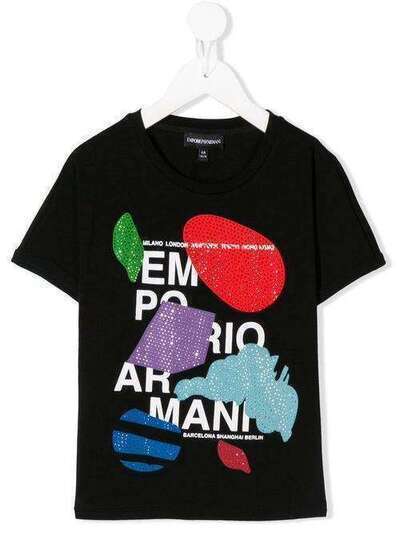 Emporio Armani Kids футболка с круглым вырезом и кристаллами 3H3T6A2JQAZ