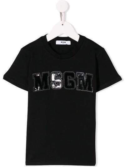 Msgm Kids футболка с логотипом и пайетками 20713110