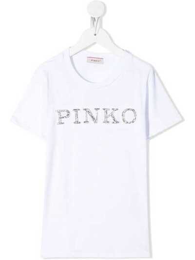 Pinko Kids футболка с логотипом из бисера 24618