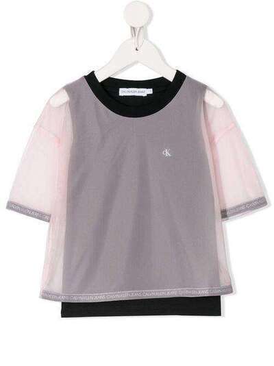 Calvin Klein Kids футболка с контрастными рукавами и сетчатым верхом IG0IG00491