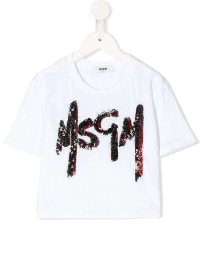 Msgm Kids футболка с декорированным логотипом 22068