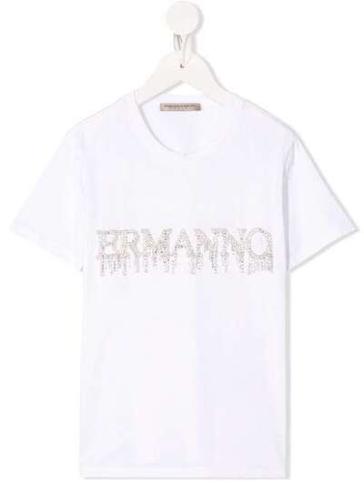 Ermanno Scervino Junior футболка с круглым вырезом и кристаллами 46ITS37JEA