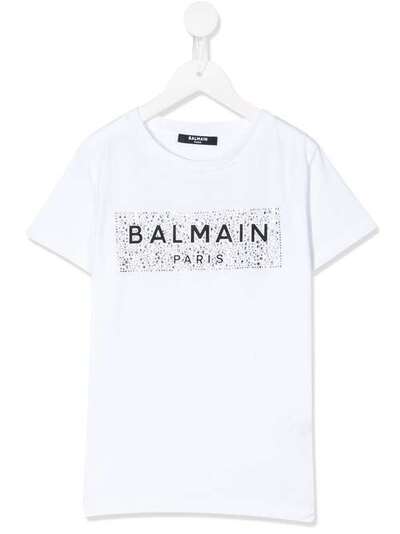 Balmain Kids футболка с декорированным логотипом 6M8001MA030