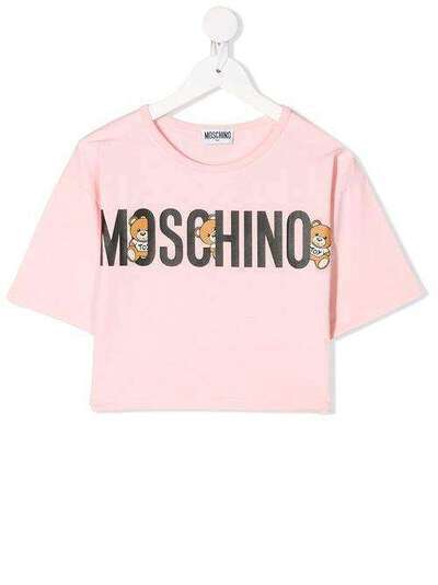 Moschino Kids укороченная футболка с логотипом HDM03LBA10