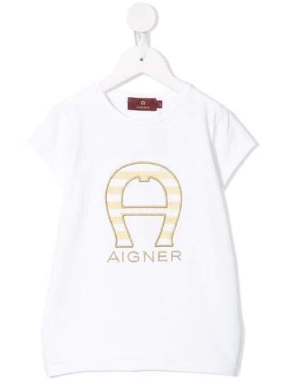 Aigner Kids футболка с вышитым логотипом 52918