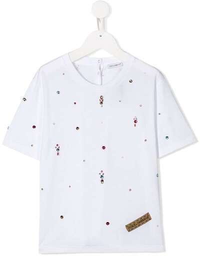 Dolce & Gabbana Kids футболка с кристаллами L5JTEZG7WCY