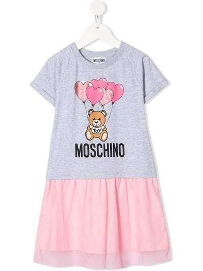 Moschino Kids платье из тюля с принтом Teddy Bear HDV08KLBA00