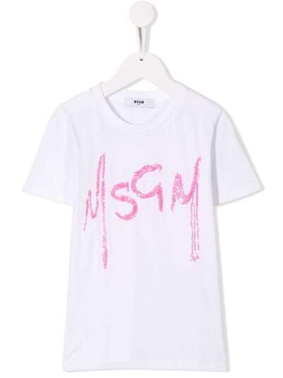 Msgm Kids футболка с вышитым логотипом 20827