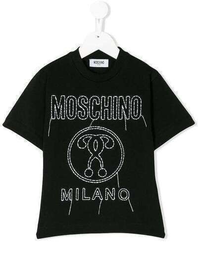 Moschino Kids футболка с вышитым логотипом HZM01NLBA03
