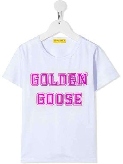 Golden Goose Kids футболка с круглым вырезом и логотипом G36KP028G3G3WHITEFUXIALOG