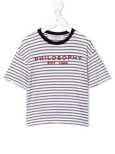 Philosophy Di Lorenzo Serafini Kids футболка в полоску с контрастным логотипом PJTS07CS74