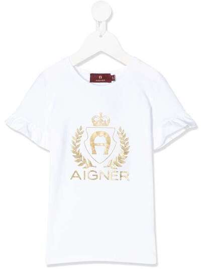 Aigner Kids футболка с логотипом металлик 52920