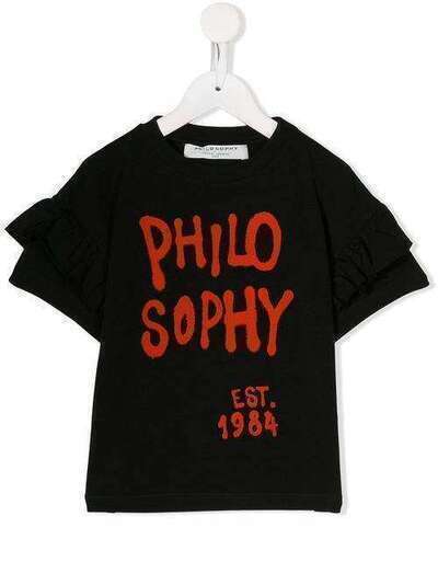 Philosophy Di Lorenzo Serafini Kids ruffle-sleeve logo T-shirt PJTS22JE95BUH006