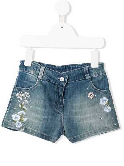 Lapin House джинсовые шорты с цветочной вышивкой 91E4549