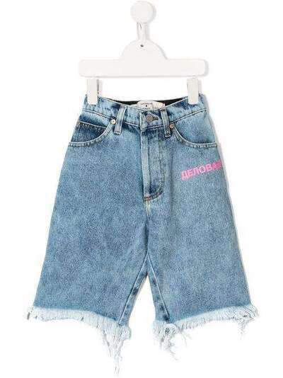 Natasha Zinko Kids джинсовые шорты с необработанными краями R19MNZ30386I
