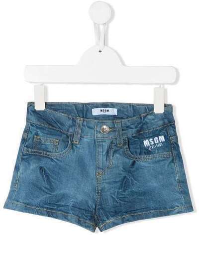 Msgm Kids джинсовые шорты с принтом 22105