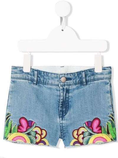 Stella McCartney Kids джинсовые шорты с цветочной вышивкой 566582SNK93