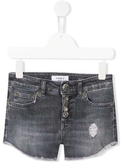 Dondup Kids джинсовые шорты с эффектом потертости и бахромой YP319BDSE251GAI8
