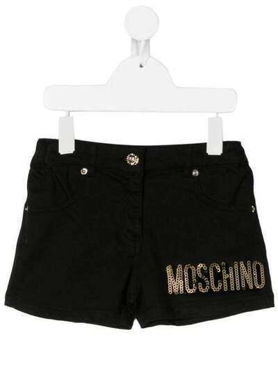 Moschino Kids джинсовые шорты с логотипом из пайеток HDQ005LTC03