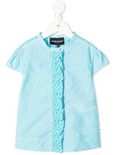 Emporio Armani Kids striped ruffle-trim shortsleeved shirt