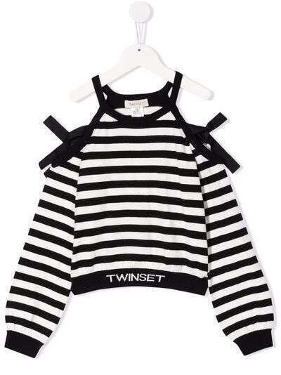 TWINSET Kids свитер в полоску с логотипом