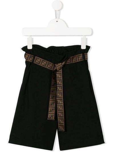 Fendi Kids шорты с присборенной талией и поясом с логотипом JFF175A6IK
