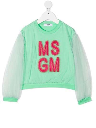 MSGM Kids толстовка с рукавами из тюля